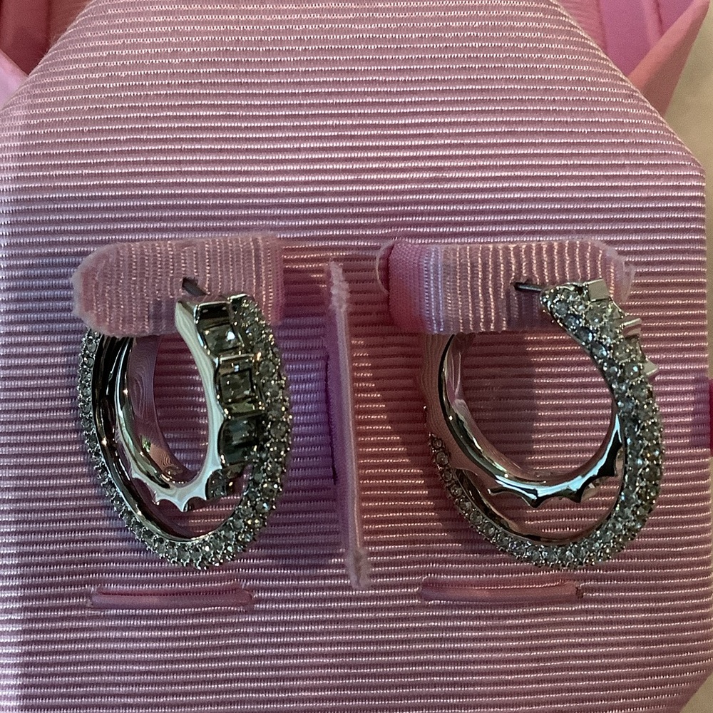 Swarovski Matrix Small Heart Hoop Earrings, Brand New - Picture 2 of 4